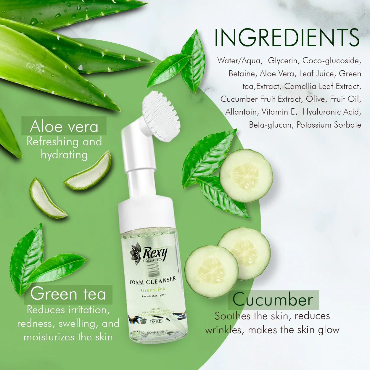 Green Tea Foam Cleanser by Rexy Cosmetics